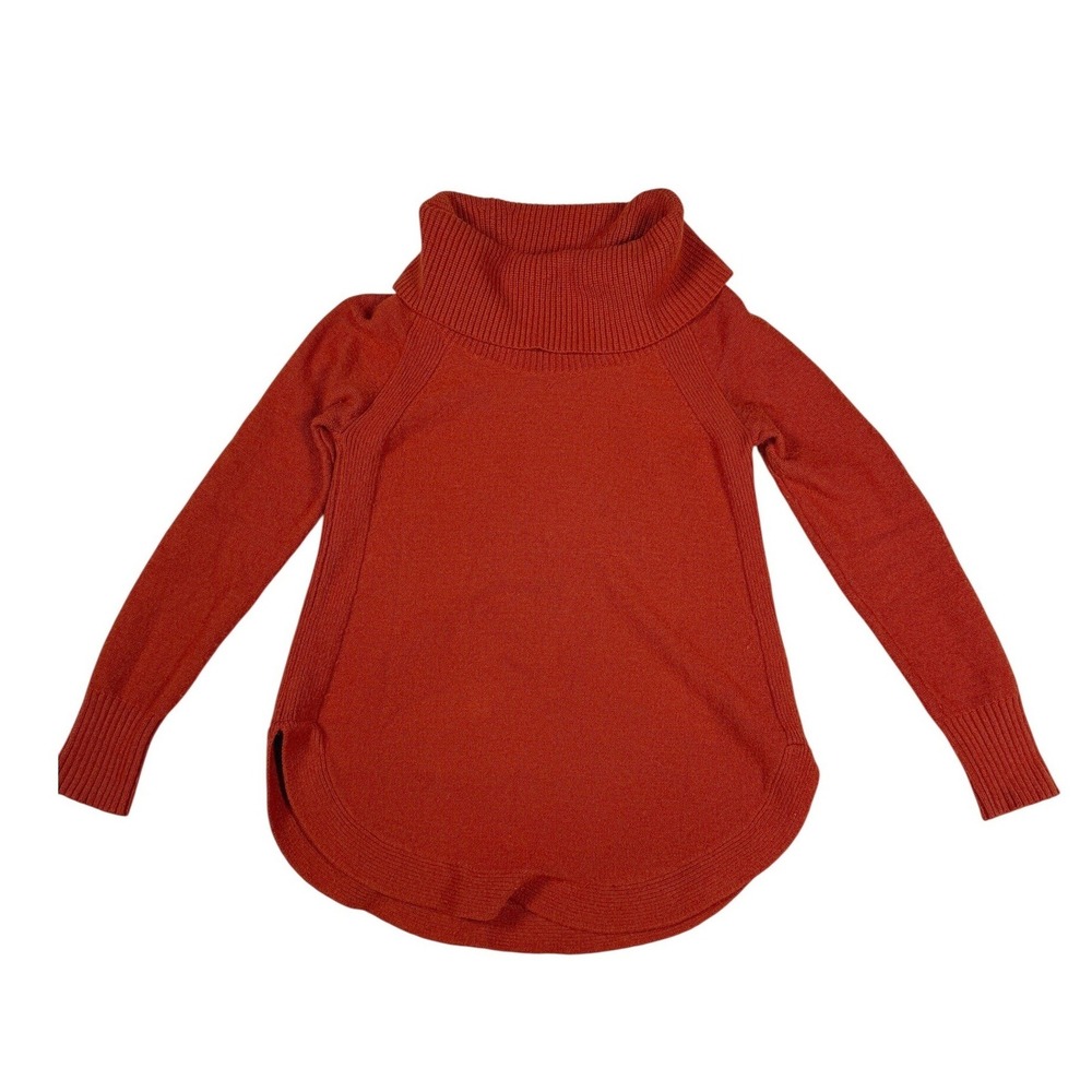 Anthropologie Cozy‎ Knit Cowl Neck Sweater Orange Lagenlook Pullover Size S - Picture 2 of 7